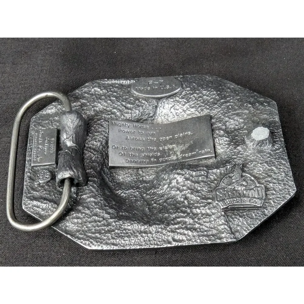 Vintage 1988 Siskiyou Buckle Co Mighty Horse Belt Buckle Solid Pewter Made in...